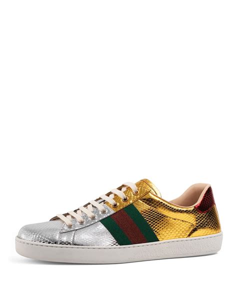 gucci sneaker men flower|gucci ace metallic snakeskin sneakers.